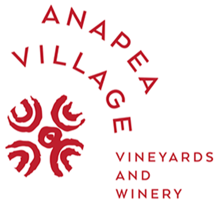 Red logo of Anapea Village Vineyards and Winery on a white background